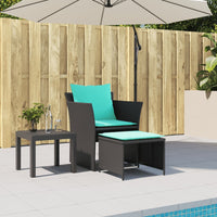 Thumbnail for Gartenstuhl mit Fußhocker Schwarz Poly Rattan