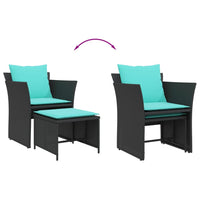 Thumbnail for Gartenstuhl mit Fußhocker Schwarz Poly Rattan