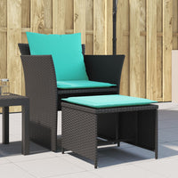 Thumbnail for Gartenstuhl mit Fußhocker Schwarz Poly Rattan