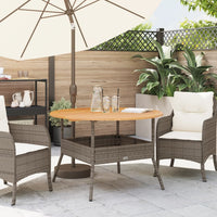 Thumbnail for Gartentisch mit Holzplatte Grau Ø110x71 cm Poly Rattan