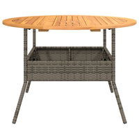 Thumbnail for Gartentisch mit Holzplatte Grau Ø110x71 cm Poly Rattan
