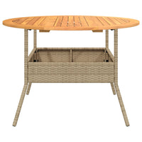Thumbnail for Gartentisch mit Holzplatte Beige Ø110x71 cm Poly Rattan