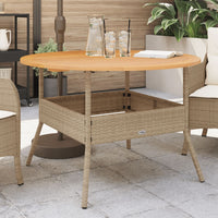 Thumbnail for Gartentisch mit Holzplatte Beige Ø110x71 cm Poly Rattan
