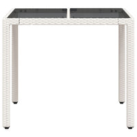 Thumbnail for Gartentisch mit Glasplatte Weiß 90x90x75 cm Poly Rattan