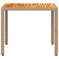 Thumbnail for Gartentisch Beige 90x90x75 cm Poly Rattan Akazienholz