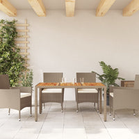 Thumbnail for Gartentisch Beige 150x90x75 cm Poly Rattan Akazienholz