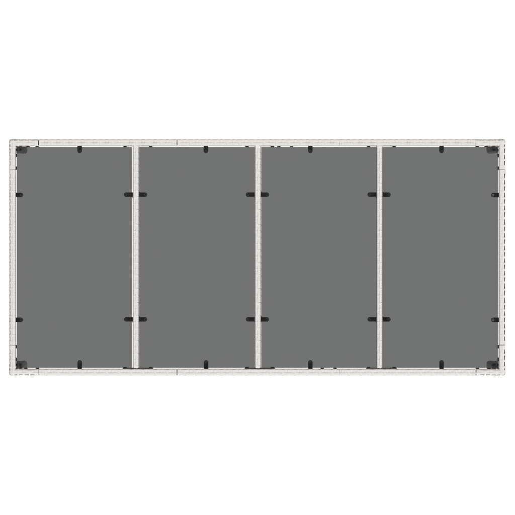 Gartentisch mit Glasplatte Weiß 190x90x75 cm Poly Rattan