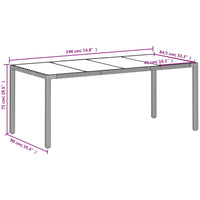 Thumbnail for Gartentisch mit Glasplatte Weiß 190x90x75 cm Poly Rattan
