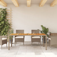 Thumbnail for Gartentisch Beige 190x90x75 cm Poly Rattan Akazienholz