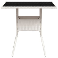 Thumbnail for Gartentisch mit Glasplatte Weiß 80x80x75 cm Poly Rattan