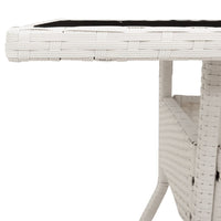 Thumbnail for Gartentisch mit Glasplatte Weiß 80x80x75 cm Poly Rattan