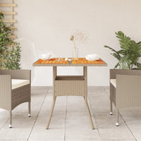 Thumbnail for Gartentisch Beige 80x80x75 cm Poly Rattan Akazienholz