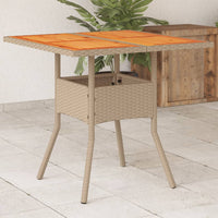 Thumbnail for Gartentisch Beige 80x80x75 cm Poly Rattan Akazienholz