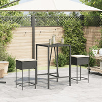 Thumbnail for Garten-Barhocker mit Kissen 2 Stk. Schwarz Poly Rattan