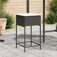 Thumbnail for Garten-Barhocker mit Kissen 2 Stk. Schwarz Poly Rattan
