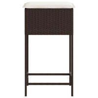Thumbnail for Garten-Barhocker mit Kissen 2 Stk. Braun Poly Rattan