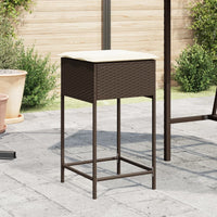 Thumbnail for Garten-Barhocker mit Kissen 2 Stk. Braun Poly Rattan