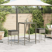 Thumbnail for Garten-Barhocker mit Kissen 2 Stk. Grau Poly Rattan
