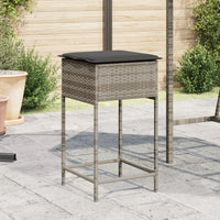 Thumbnail for Garten-Barhocker mit Kissen 2 Stk. Grau Poly Rattan