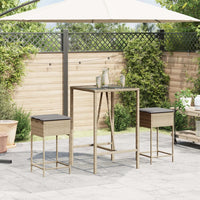 Thumbnail for Garten-Barhocker mit Kissen 2 Stk. Beige Poly Rattan