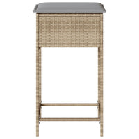 Thumbnail for Garten-Barhocker mit Kissen 2 Stk. Beige Poly Rattan