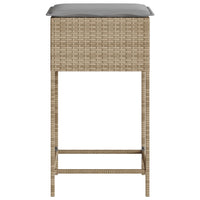 Thumbnail for Garten-Barhocker mit Kissen 2 Stk. Beige Poly Rattan