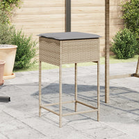 Thumbnail for Garten-Barhocker mit Kissen 2 Stk. Beige Poly Rattan