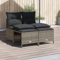 Thumbnail for 4-tlg. Garten-Sofagarnitur mit Kissen Grau Poly Rattan