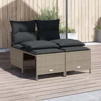 Thumbnail for 4-tlg. Garten-Sofagarnitur mit Kissen Hellgrau Poly Rattan