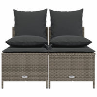 Thumbnail for 4-tlg. Garten-Sofagarnitur mit Kissen Grau Poly Rattan