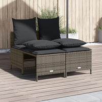 Thumbnail for 4-tlg. Garten-Sofagarnitur mit Kissen Grau Poly Rattan