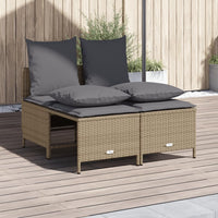 Thumbnail for 4-tlg. Garten-Sofagarnitur mit Kissen Beige Poly Rattan