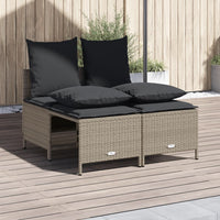 Thumbnail for 4-tlg. Garten-Sofagarnitur mit Kissen Hellgrau Poly Rattan