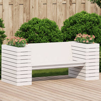 Thumbnail for Gartenbank mit Pflanzkübeln Weiß 167,5x60x65 cm Kiefernholz