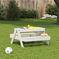 Thumbnail for Picknicktisch für Kinder Weiß 88x97x52 cm Massivholz Kiefer