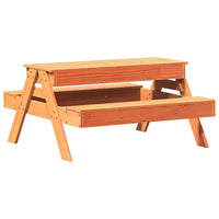 Thumbnail for Picknicktisch mit Sandkasten für Kinder Wachsbraun Kiefernholz