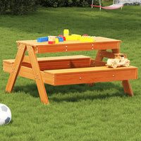 Thumbnail for Picknicktisch für Kinder Wachsbraun 88x97x52 cm Massivholz