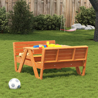 Thumbnail for Picknicktisch für Kinder Wachsbraun 88x122x58 cm Massivholz