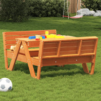 Thumbnail for Picknicktisch für Kinder Wachsbraun 88x122x58 cm Massivholz