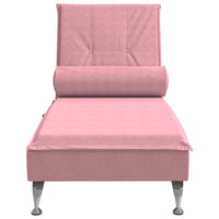 Thumbnail for Massage-Chaiselongue mit Nackenrolle Rosa Samt