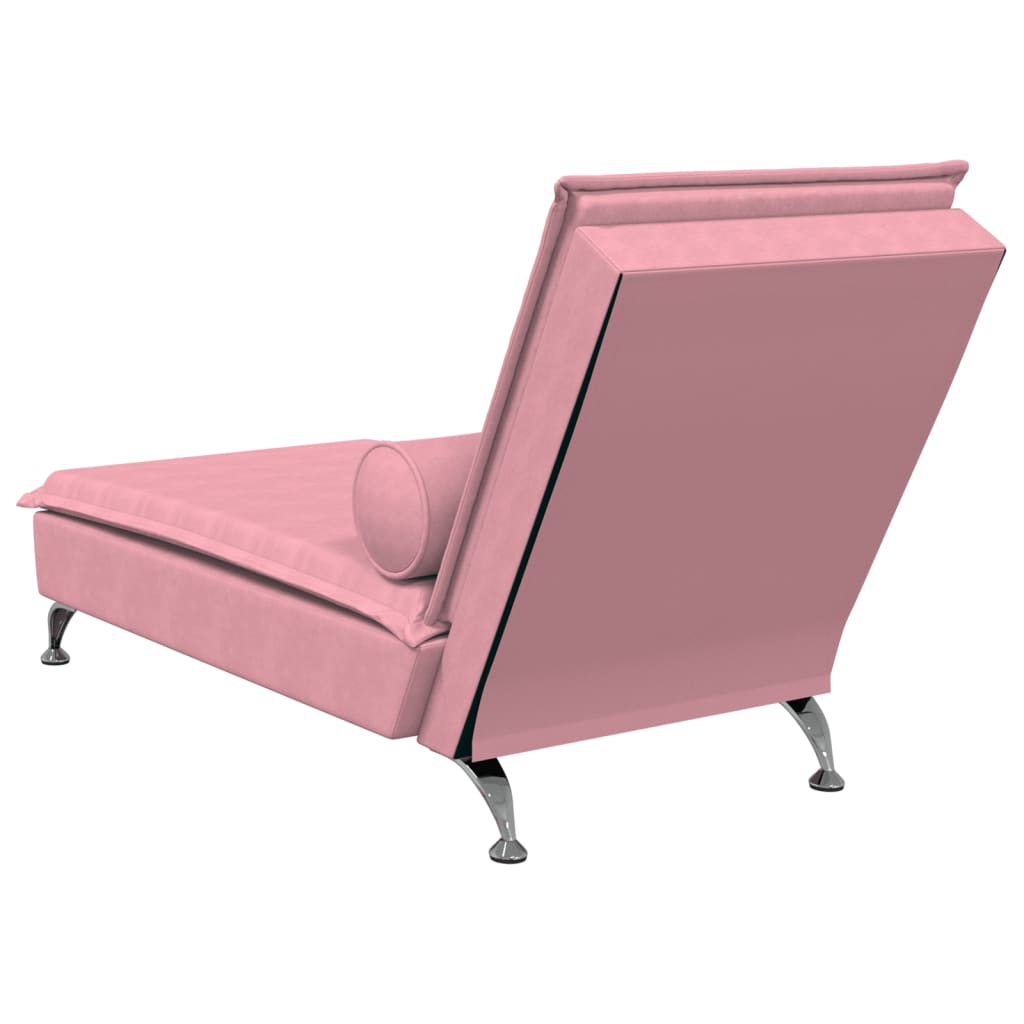 Massage-Chaiselongue mit Nackenrolle Rosa Samt