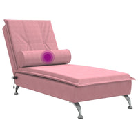 Thumbnail for Massage-Chaiselongue mit Nackenrolle Rosa Samt