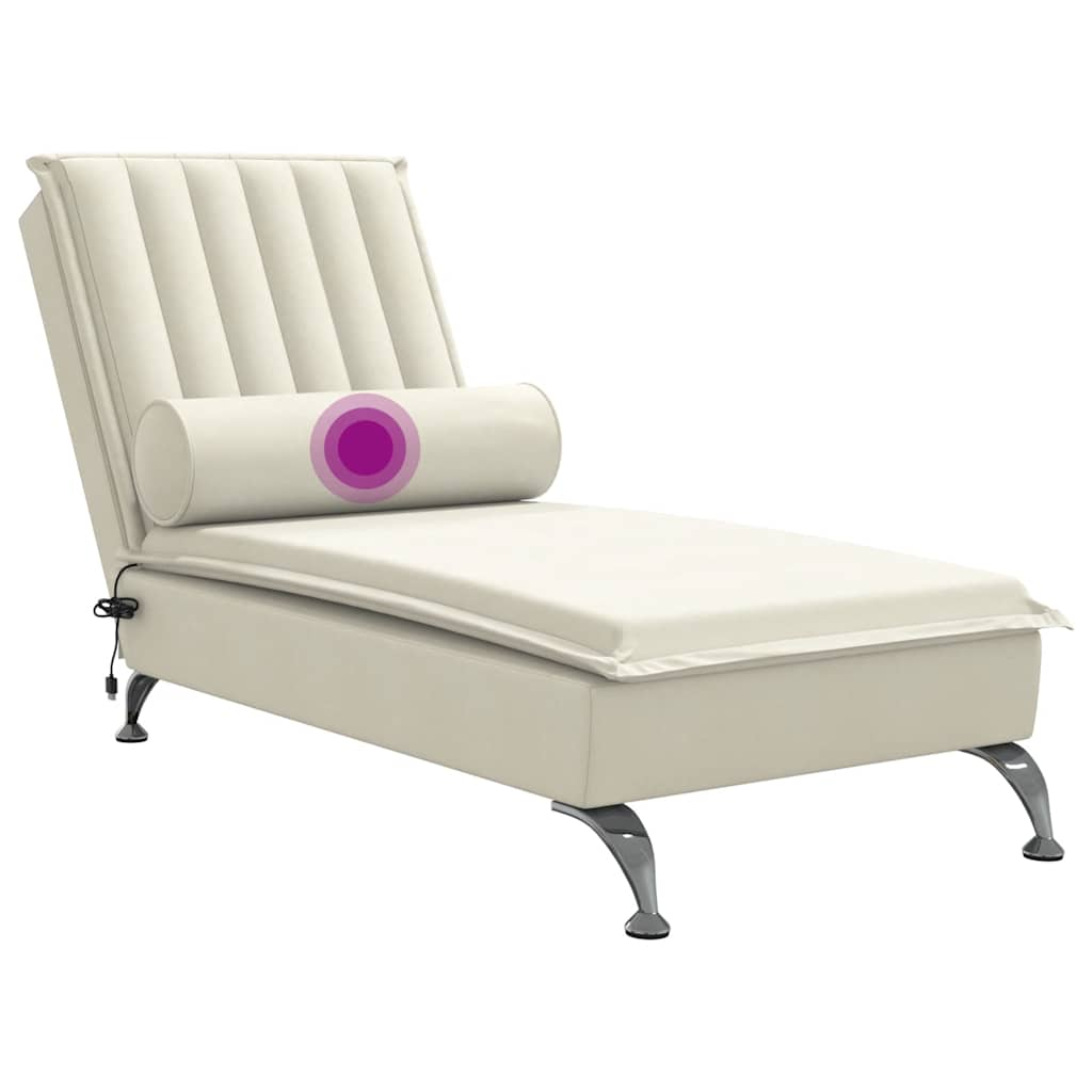 Massage-Chaiselongue mit Nackenrolle Creme Samt