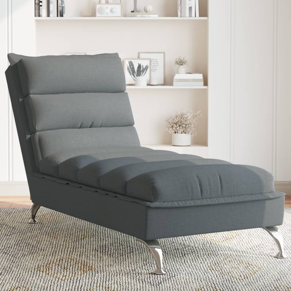 Chaiselongue mit Kissen Dunkelgrau Stoff