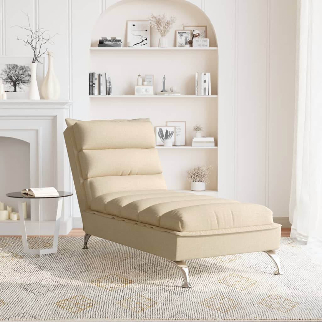 Chaiselongue mit Kissen Creme Stoff