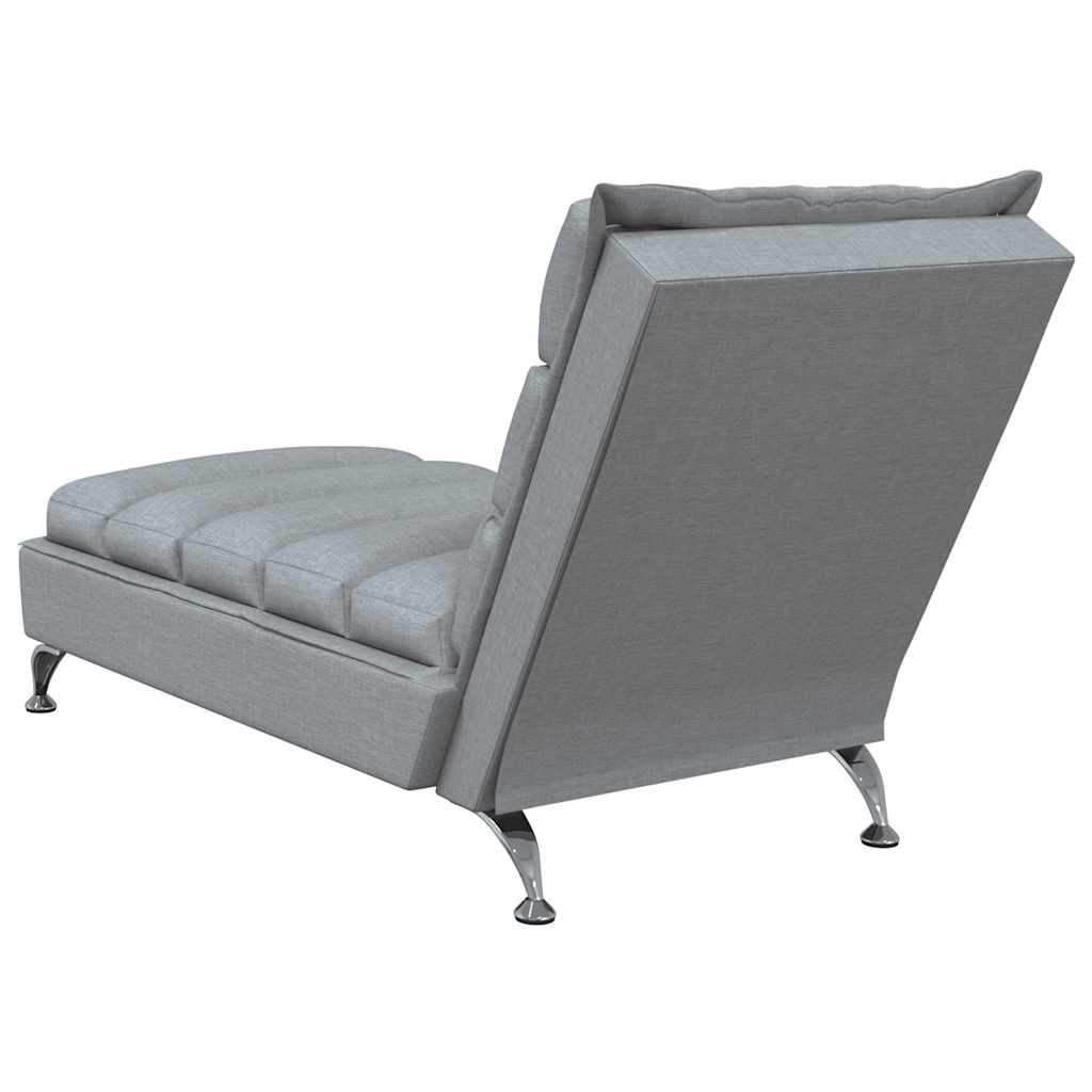 Massage-Chaiselongue mit Kissen Hellgrau Stoff