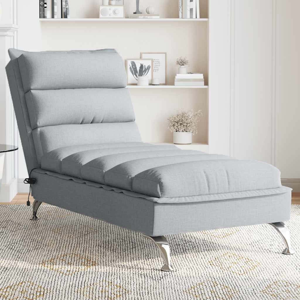 Massage-Chaiselongue mit Kissen Hellgrau Stoff