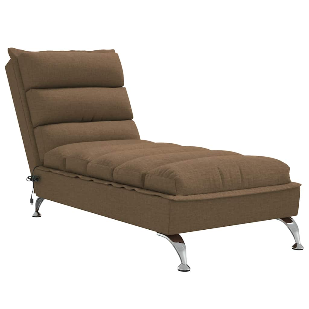 Massage-Chaiselongue mit Kissen Braun Stoff