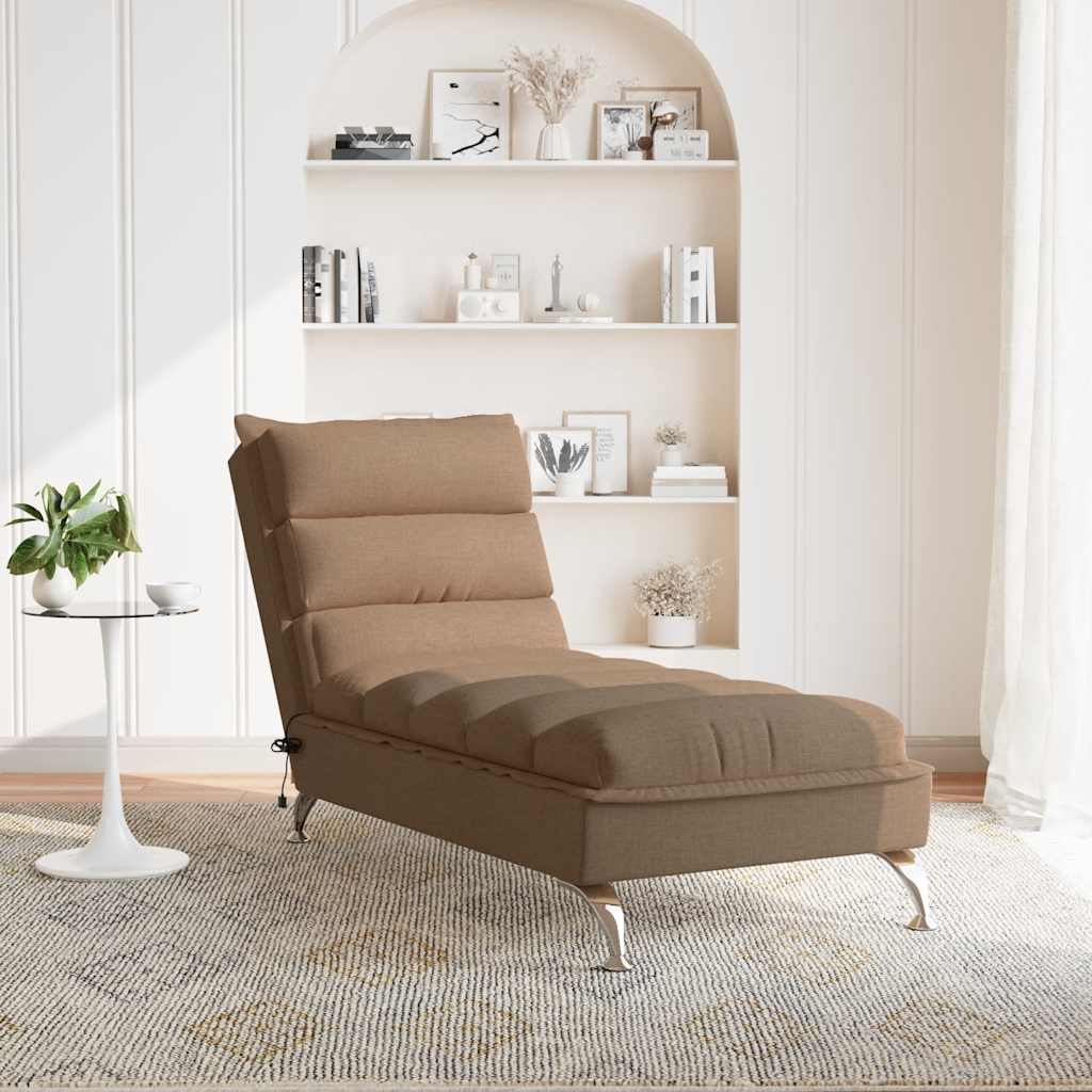 Massage-Chaiselongue mit Kissen Braun Stoff