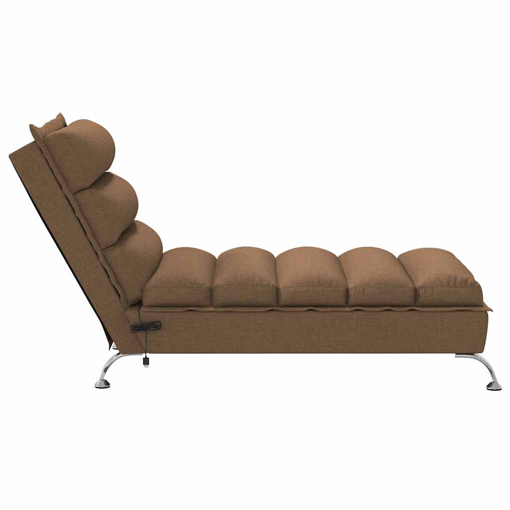 Massage-Chaiselongue mit Kissen Braun Stoff